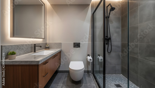 modern bathroom interior with shower