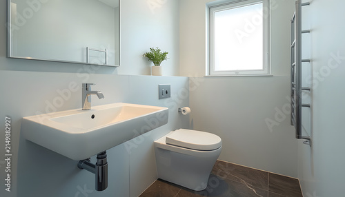 modern bathroom with white tiles