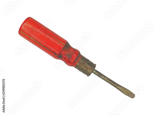 Fotografie Vintage flathead screwdriver isolated on transparent background