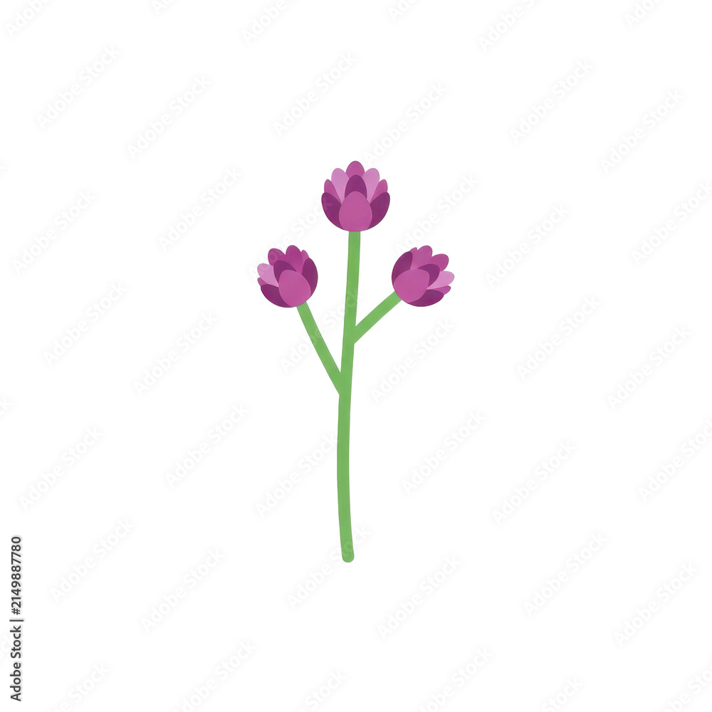 Obraz premium Minimalist Purple Flower Vector Graphic on White Background simple grass