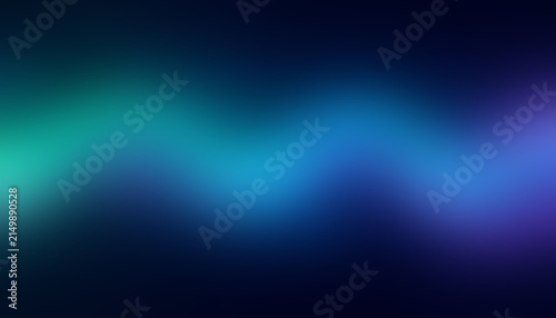 Abstract aurora wave background, glowing blue and green light trail, soft neon gradient wallpaper for tech presentations