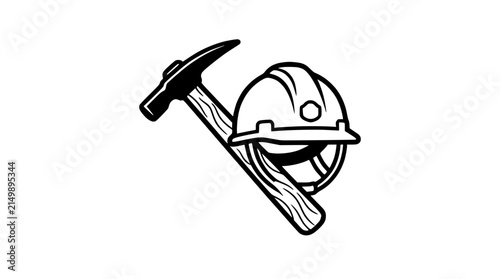 Mining Hard Hat and Pickaxe Icon