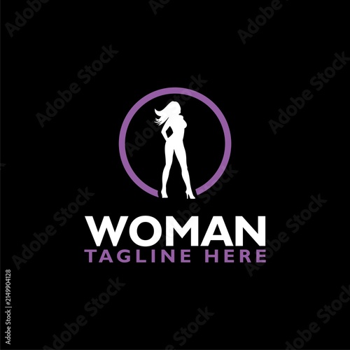 Woman logo icon isolated on black background