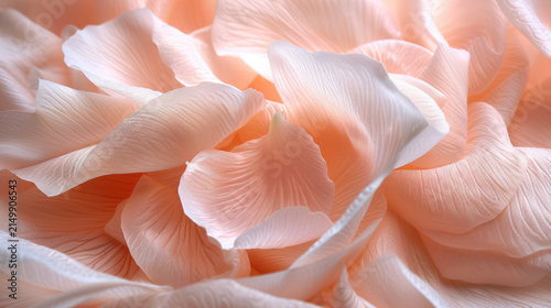 Rose petals are scattered on pink soft fabric with swirling folds. Romantic abstract background. Valentine's Day. Close-up