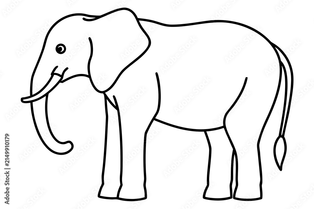 Fototapeta premium Simple black and white elephant illustration