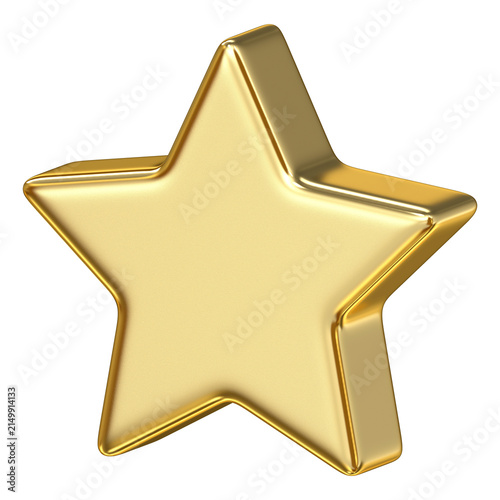3D Golden star icon in glossy metallic style for quality rating, luxury review symbol designed for rank feedback, VIP award, and bookmark favorite