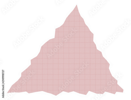 Simple geometric pink pyramid shape with grid lines