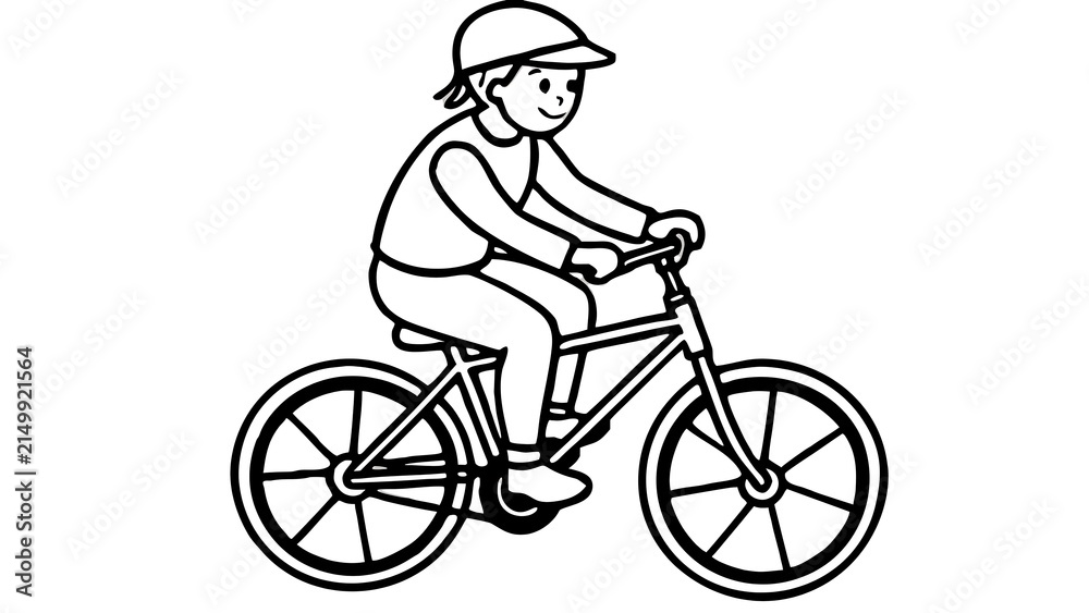 Fototapeta premium Child riding bicycle with cap and helmet