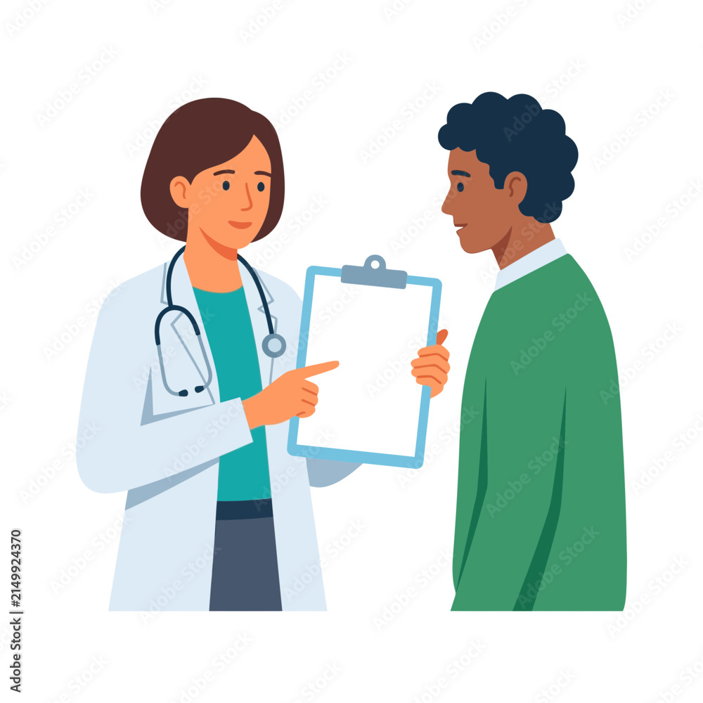 Fototapeta premium Female Doctor Explaining Medical Results to a Patient on a Clipboard