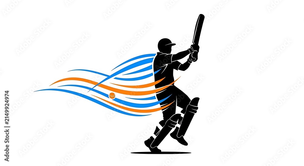 Fototapeta premium Cricket Player Silhouette