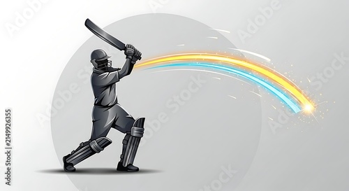 Cricket Player Hitting Ball