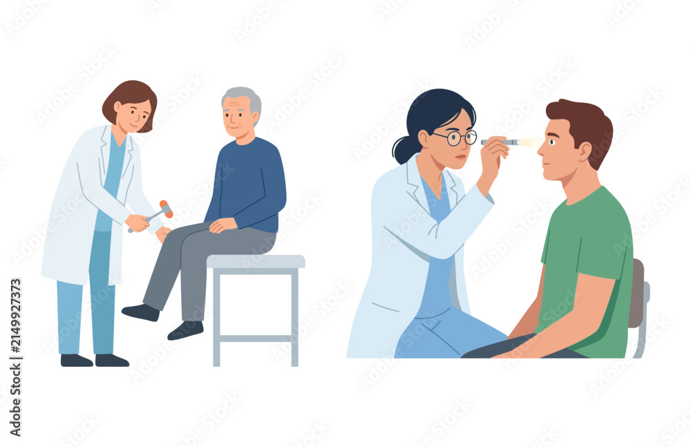 Obraz premium Female Doctors Performing Physical Examinations on Patients in Medical Clinic Checkup Settings