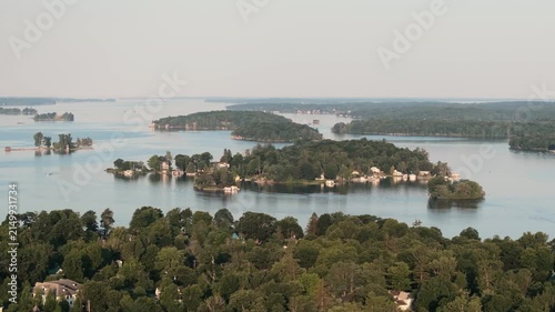 Aerial view of the St. Lawrence River at sunrise