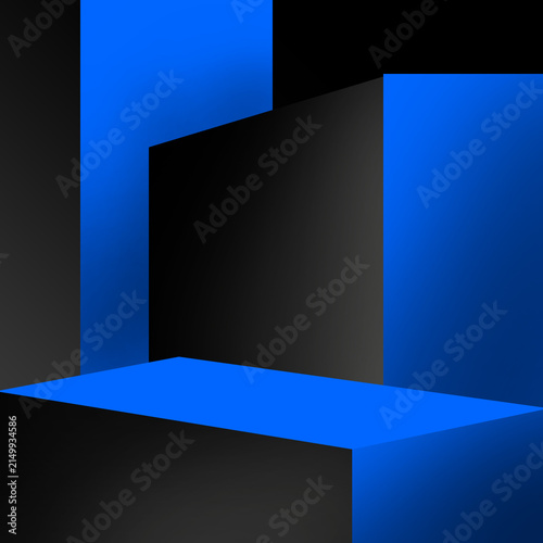 Modern 3D Abstract Blue Geometric Podium Display Stage Background For Product Presentation