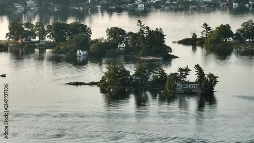 Aerial view of the St. Lawrence River at sunrise
