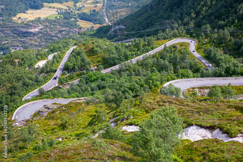 Hairpin Bends on the Lysebotn Mountain Road in Rogaland Norway