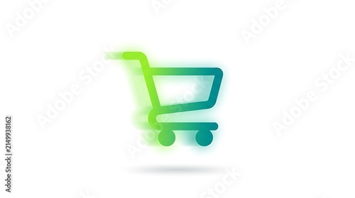 Minimalist gradient blurred  shopping cart icon representing digital commerce and online retail business solutions concept graphic