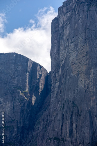 Kjeragbolten Suspended Between Granite Cliffs in Lysefjord, Rogaland, Norway