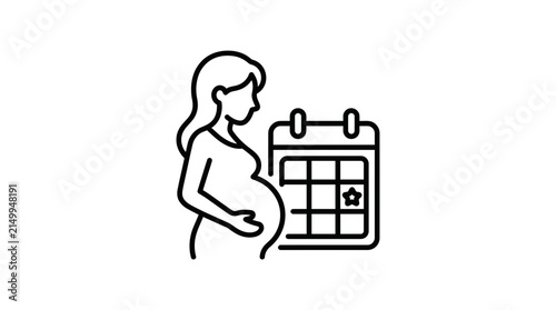 Pregnant Woman with Calendar Icon - Due Date Reminder