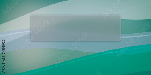 Cuadro en lienzo Teal and cyan abstract wave layers with gentle glow surround a centered glassy placeholder panel, offering a clean tech look for apps, ads, and dashboards