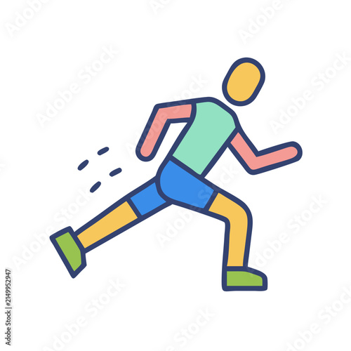 Colorful Running Man Icon, Vector Illustration, Black Background