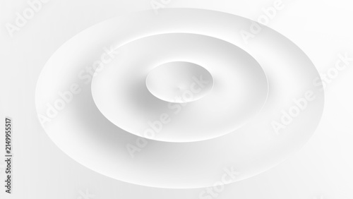 White ripples minimalist geometric background, modern radial gradient pattern with shadows, 3d render illustration.