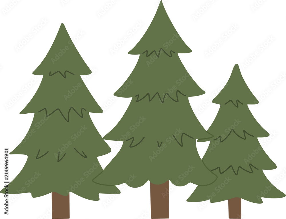 Fototapeta premium Pine Tree Forest Flat Vector Illustration