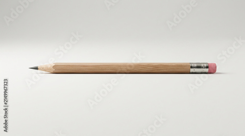 A wooden pencil with a pink eraser on a clean white background, symbolizing creativity, education, and simple tools for expression