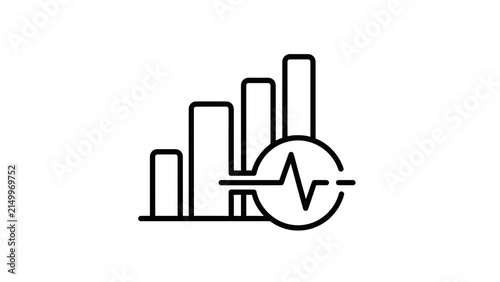 Business Growth Chart with Heartbeat Line Icon