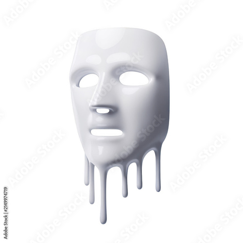 White abstract mask with dripping effect isolated on white background p n g a i generated white mask