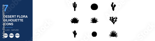 Desert Flora Silhouette Icons Nameplate Abstract Visual Background with Clean Commercial Design Style