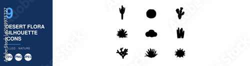 Desert Flora Silhouette Icons Nameplate Abstract Visual Background with Clean Commercial Design Style