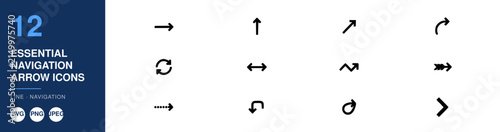 Navigation Arrow Icons Set for User Interface Design and Web Link Navigation Elements Featuring Arrows, Directions, Ui with Ux