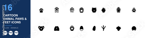 Cartoon Animal Paws Feet Icons Nameplate Abstract Visual Background with Clean Commercial Design Style