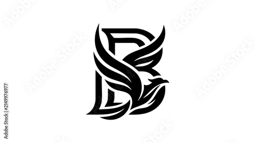 Modern letter B logo design combined with elegant phoenix eagle bird wings vector illustration