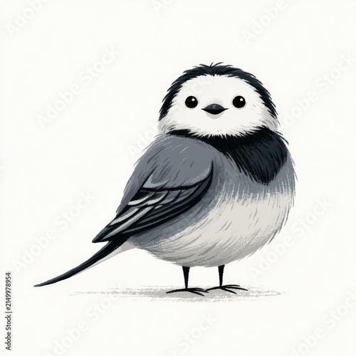 Cute white wagtail bird doodle illustration