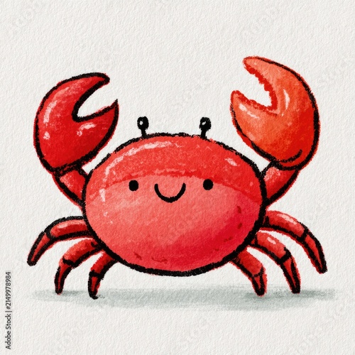 Cute red crab doodle illustration