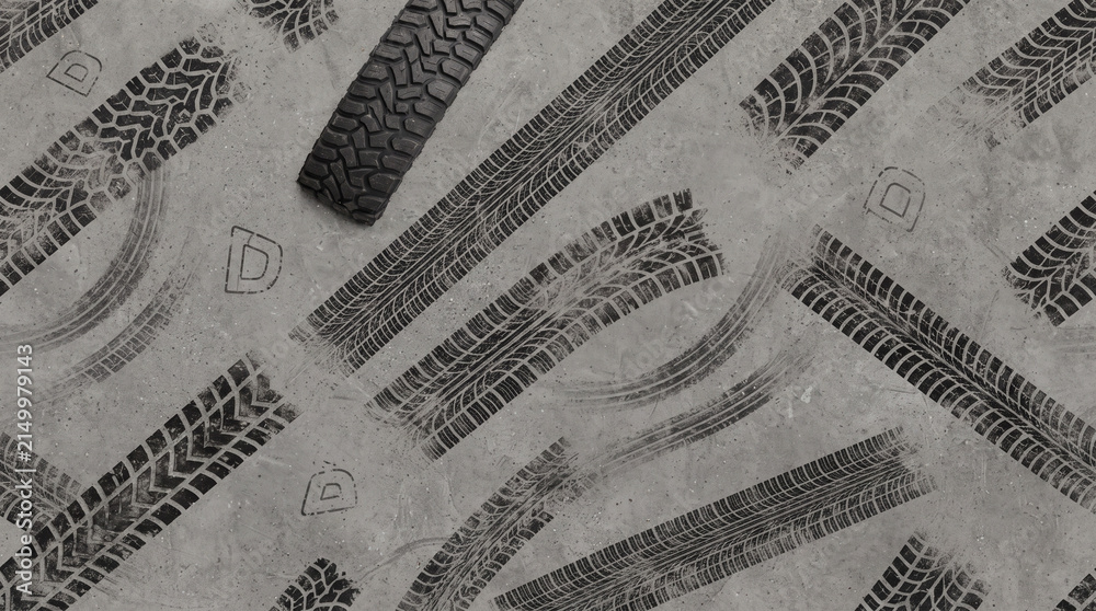 Tire tread pattern texture background for automotive and transport design