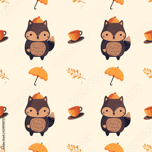 Seamless Pattern of Pixel Art Foxed