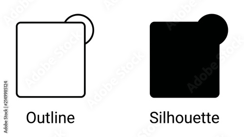 Foto Outline and Silhouette Square Shapes: Two square shapes, one an outline and the other a solid silhouette, are presented side-by-side