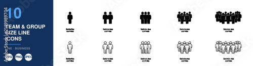 Team and Group Icons Set with Silhouettes of People in Various Formations. Business Meeting Illustration for Teamwork Concept.