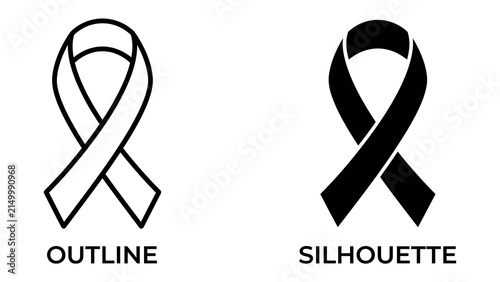 Awareness Ribbon Icons: Simple yet impactful, these icons depict both an outline and a silhouette of a symbolic awareness ribbon, representing solidarity and support for various causes.