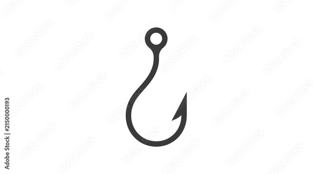 Fototapeta premium Continuous line fishing hook line icon vector