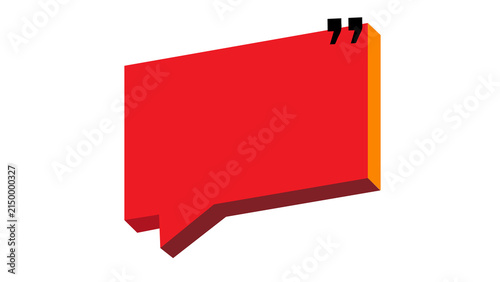 Картината върху платно Red three dimensional speech bubble with quote marks isolated on white backgroun