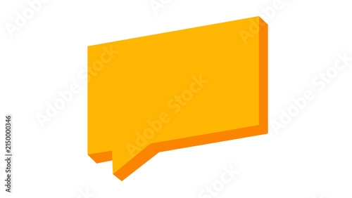Картината върху платно Yellow three dimensional speech bubble icon isolated on white background with co