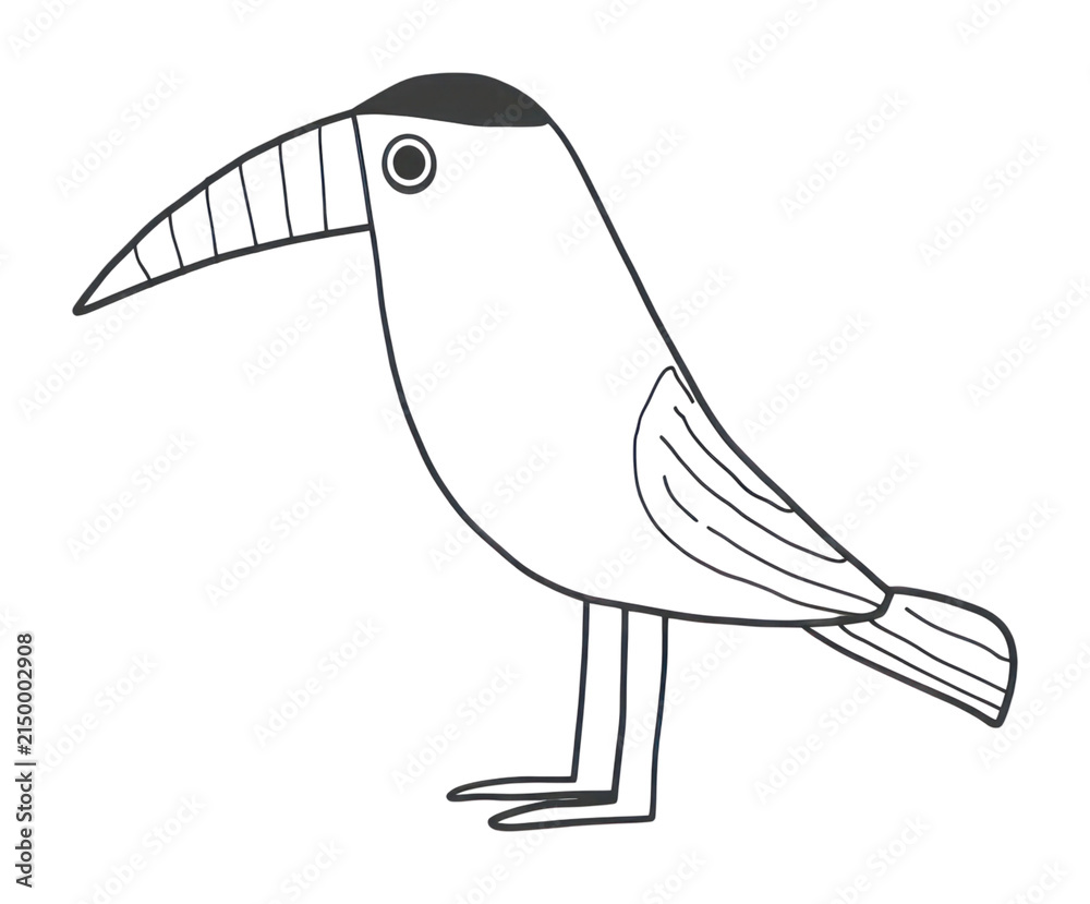 Fototapeta premium PNG Minimal illustration of toucan drawing sketch animal.