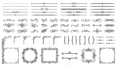 Obraz na płótnie Decorative Dividers Ornaments Borders Calligraphic Elements Set