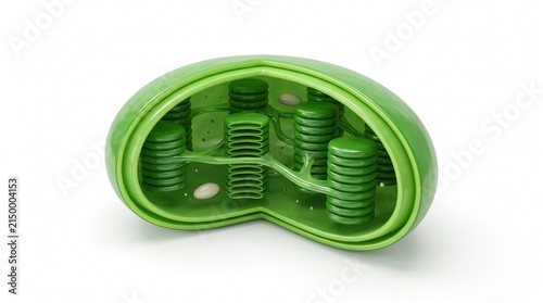 Chloroplast structure cutaway 3D illustration white background