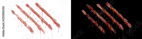 Cuadro en lienzo Blood claw marks showing diagonal scratch streaks with dripping drops used for h