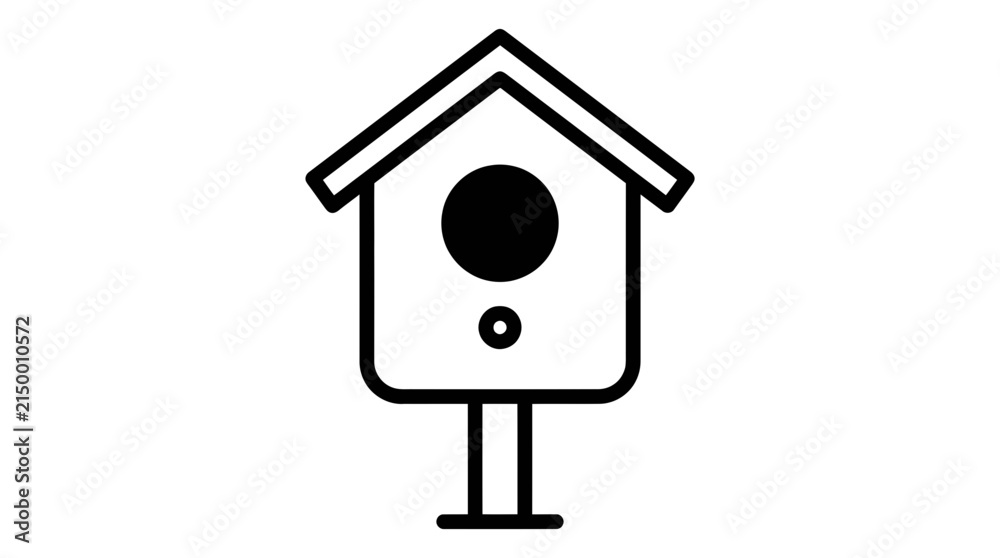Obraz premium Wooden birdhouse bird shelter line icon vector